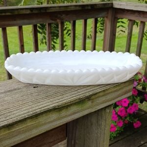 Vintage Milk Glass Relish Vegetable Trinket Dish